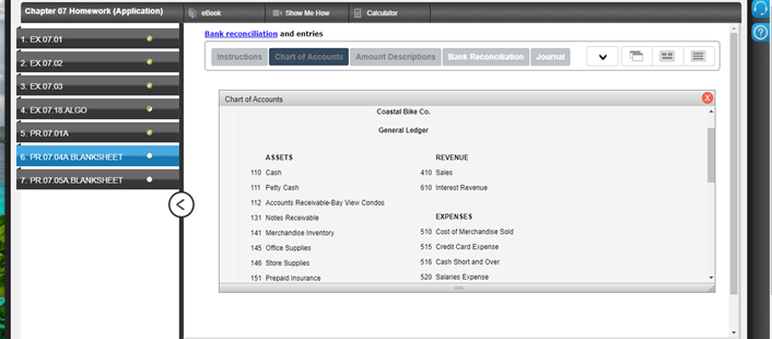 assignments) Chapter 07 Homework (Application) eBook Calculator 2 1. EX.07.01 Show Me