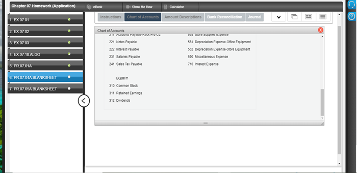 Reconciliation Journal III 2. EX.07.02 3. EX.07.09 4. EX.07.18 ALGO 5. PR.07.01A