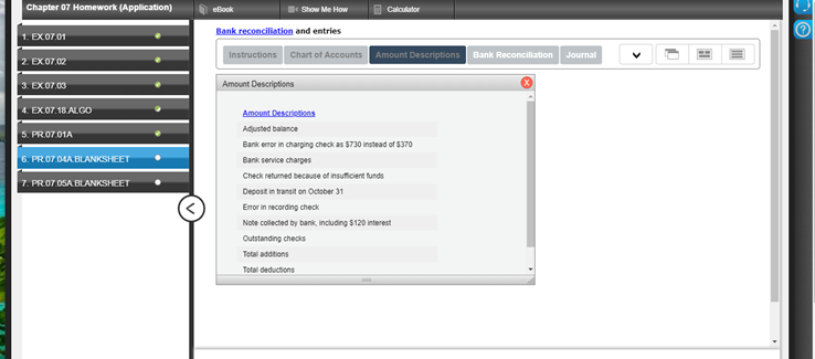 6. PR.07.04A BLANKSHEET Instructions The cash account for Coastal Bike Co. at