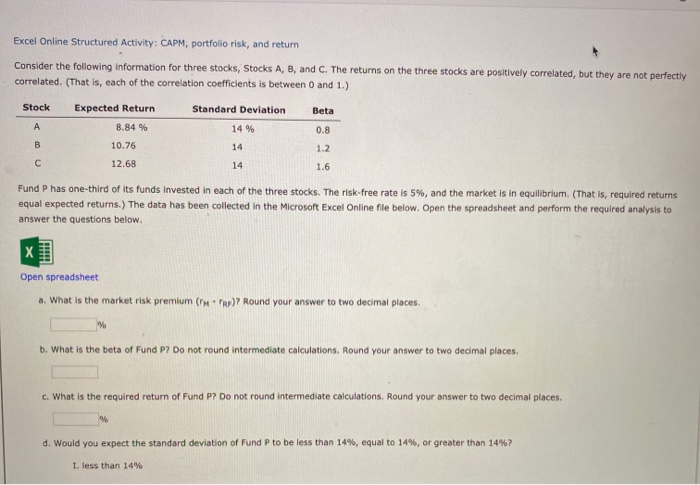 Stock ) have the following probability distributions: Probability 0.3 14.00% 19.00% 0.4