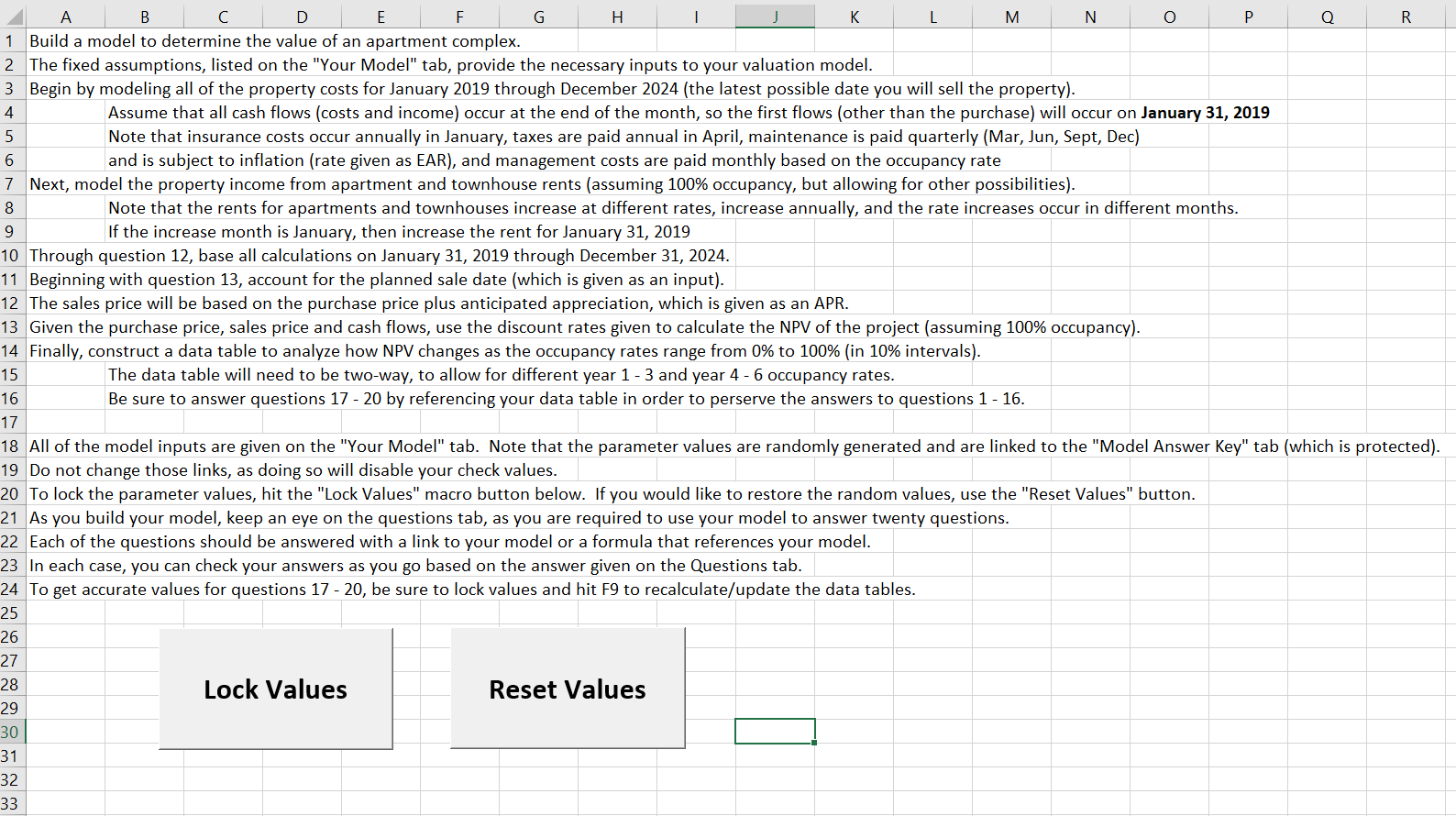 Create a VBA model to answer the above questions. o Q