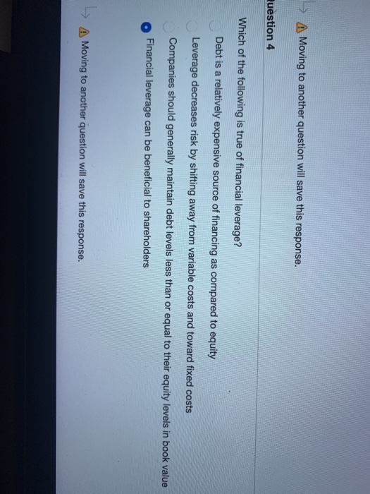  > A Moving to another question will save this response. Question