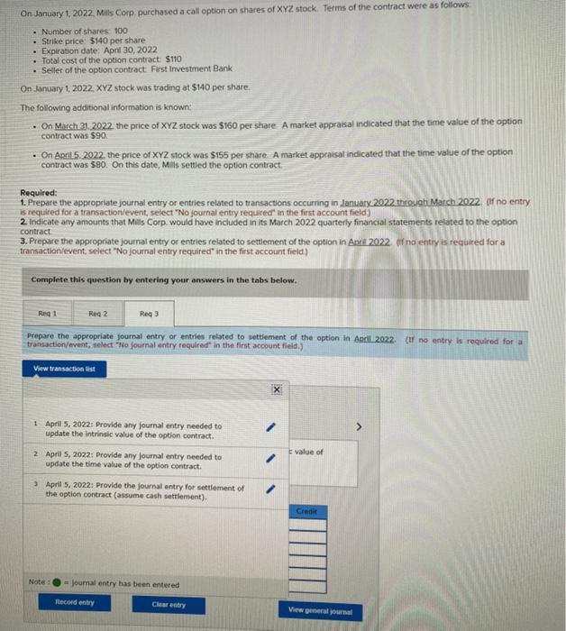 shares: 100 Strike price: $140 per share Expiration date: April 30, 2022