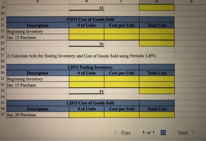 LIFO, (c) weighted average, and (d) specific identification. For specific identification, units