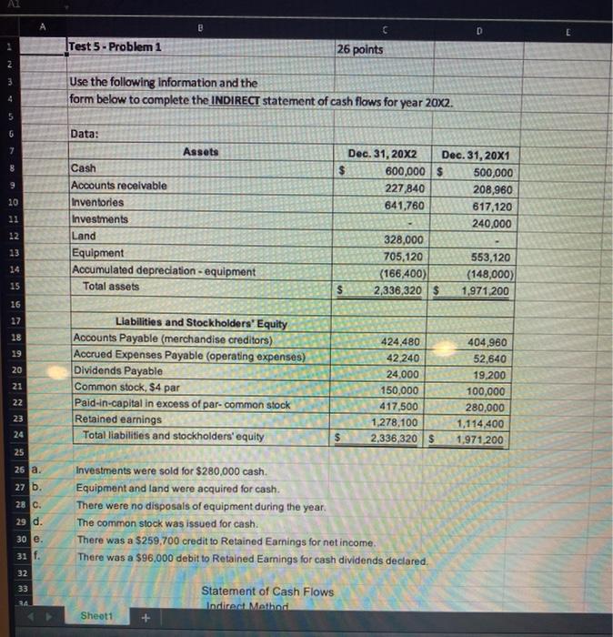  A B C D E Test 5 - Problem 1 26