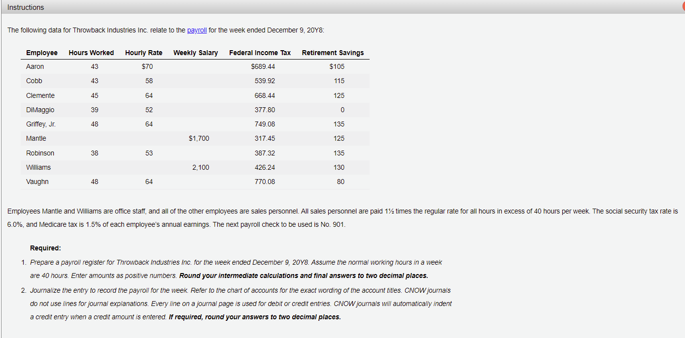 Instructions The following data for Throwback Industries Inc. relate to the