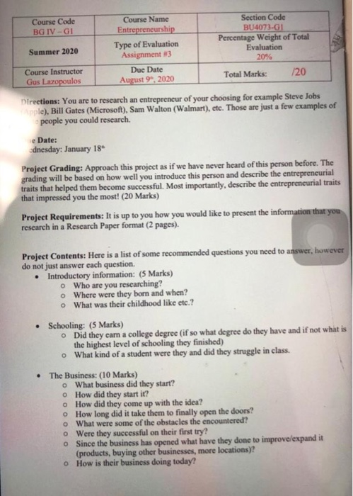  Course Code Course Name Section Code BG IV-GI Entrepreneurship BU4073-61 Percentage