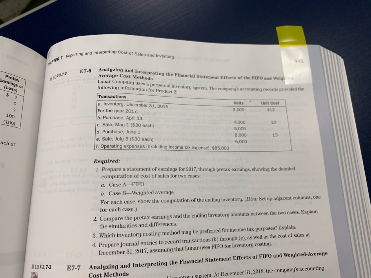 E7-6: I only need required 1 & 4 nterpreting Cost of Sales