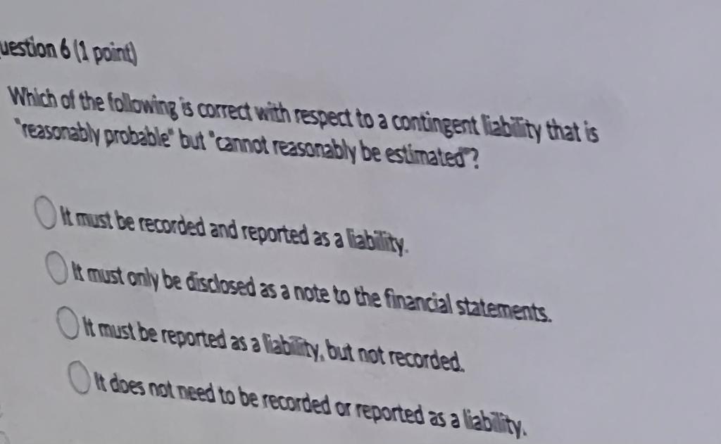 This is first-year university accounting, please answer quickly. vestion 6 (1 point)