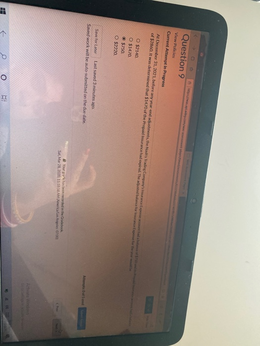  Question 9 View Policies Current Attempt in Progress At December 31,