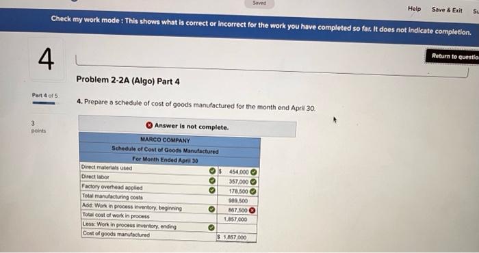 for the work you have completed so far. It does not indicate