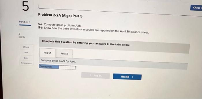 5 3 points Required information Problem 2-2A (Algo) Computing and recording job