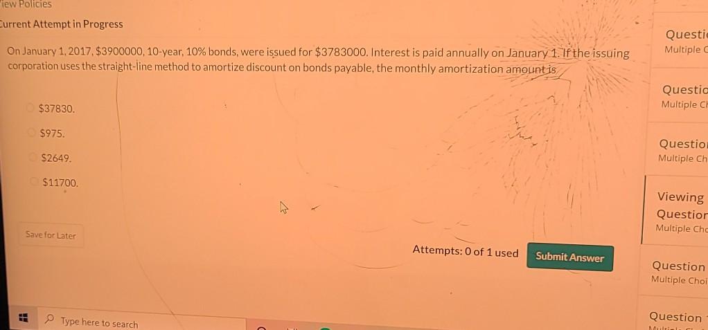 iew Policies Current Attempt in Progress Questi Multiple On January 1,