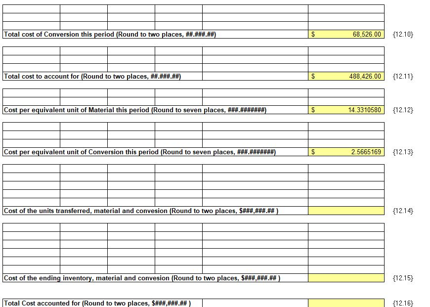 provide formulas for each one also. Thanks I See The Light Projected