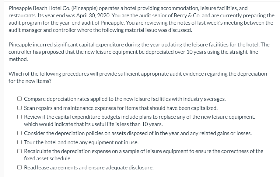 Pineapple Beach Hotel Co. (Pineapple) operates a hotel providing accommodation, leisure