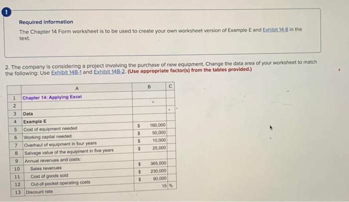  Required information The Chapter 14 Form worksheet is to be used