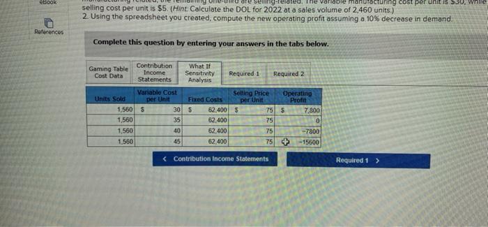 Geming Table Cost Date create an Excel spreadsheet to provide a sensitivity