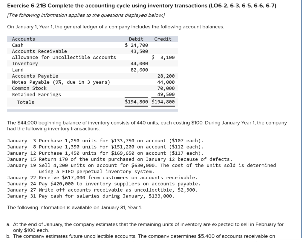 General ledger with instructions and partial completion shown, thank you! Exercise 6-21B