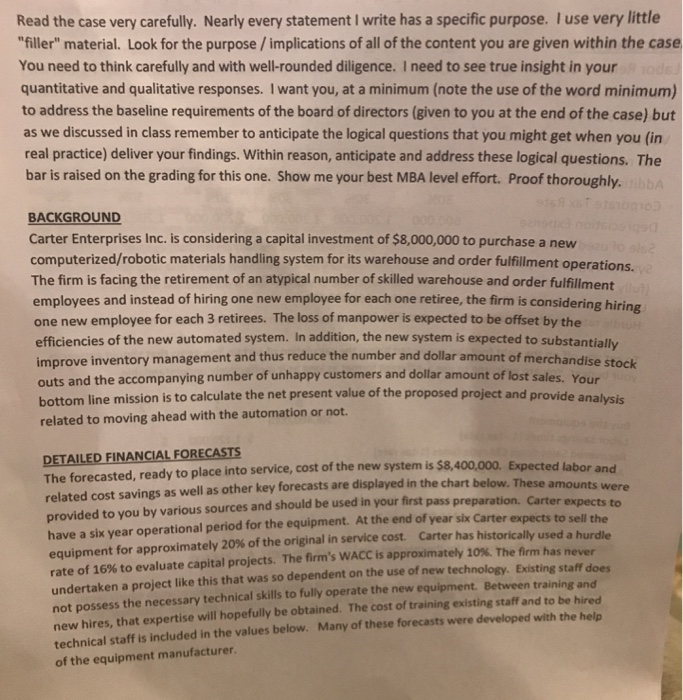  Read the case very carefully. Nearly every statement I write has