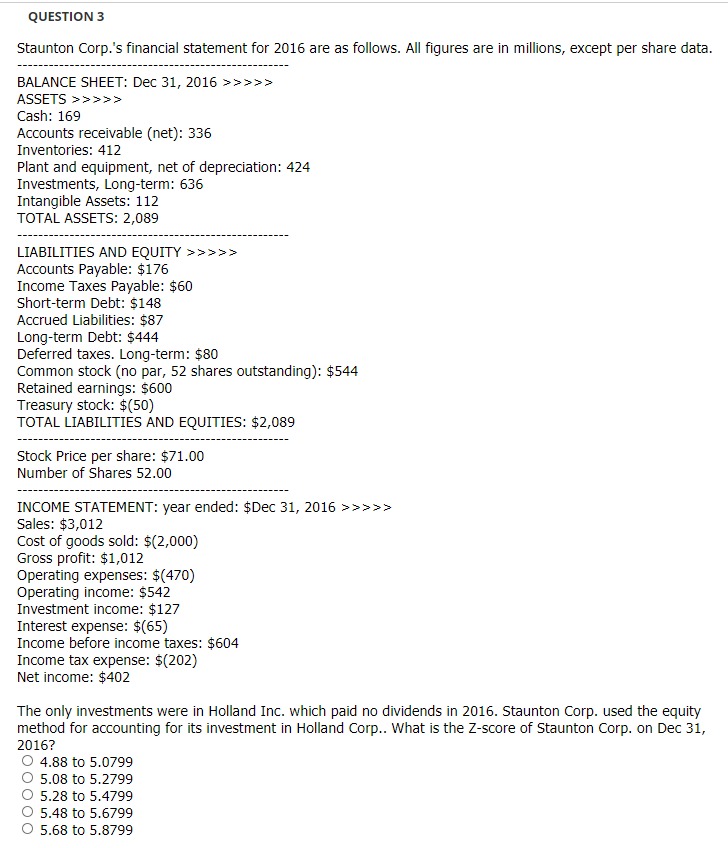 ratings and the ratios at the end. Thanks a lot. QUESTION 2