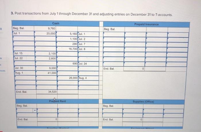 The following transactions occur from July 1 through December 31 Jul. 1