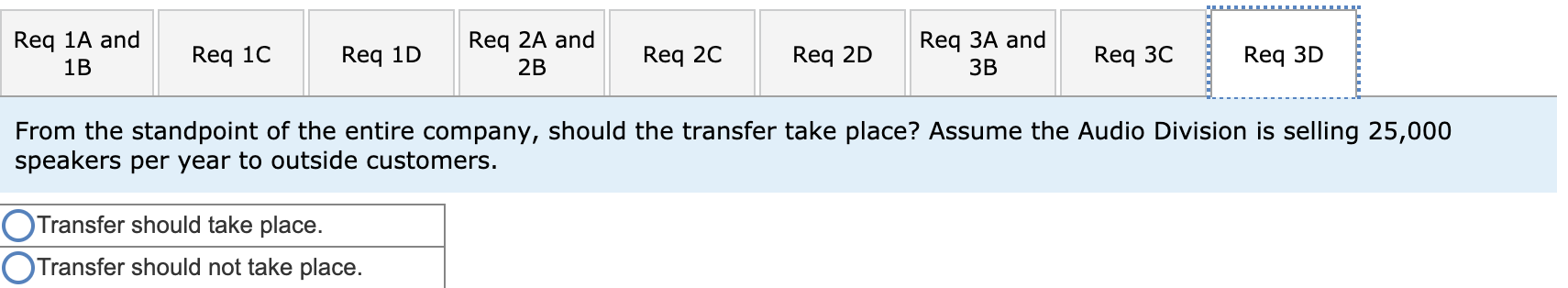 year to outside customers. a. From the standpoint of the Audio Division,