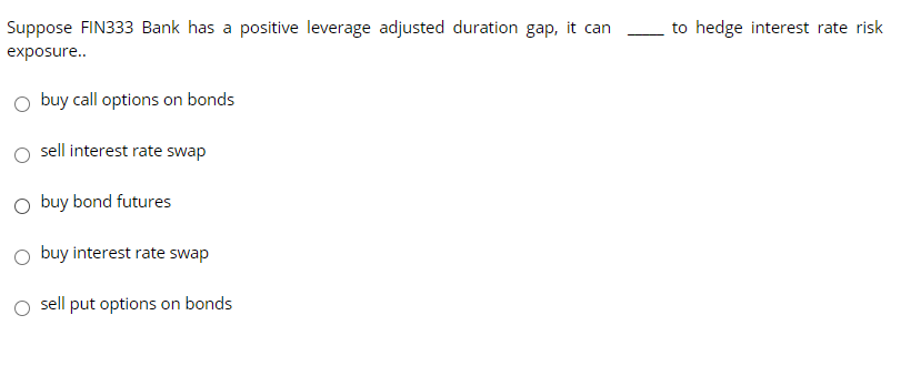 Suppose FIN333 Bank has a positive leverage adjusted duration gap, it