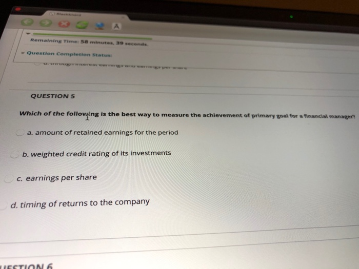  Remaining Time: 58 minutes, 39 seconds Question completion Status QUESTIONS Which