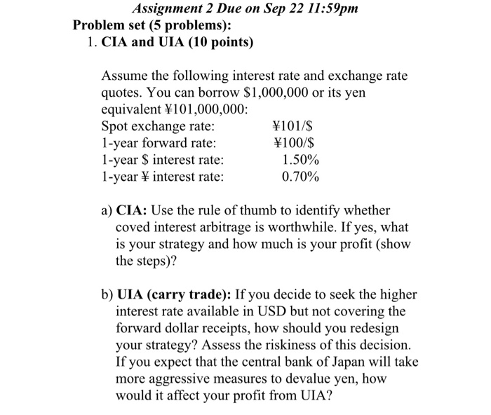  Assignment 2 Due on Sep 22 11:59pm Problem set (5 problems):