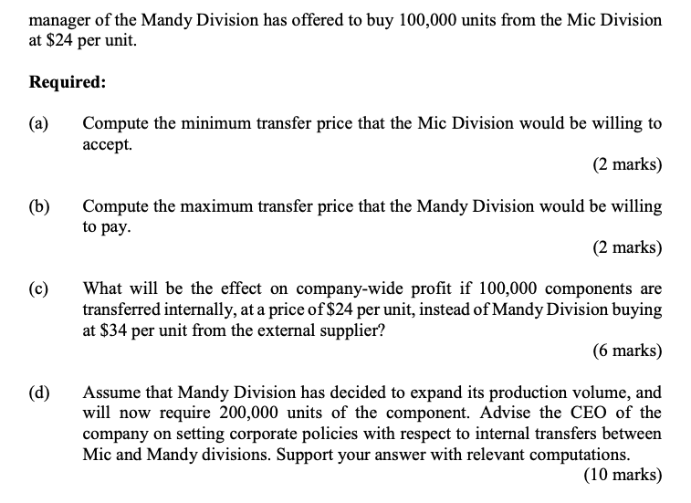 many divisions. Two of these divisions are Mic Division and Mandy Division.