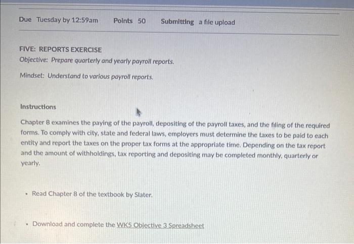 this is chapter 8 8A-3 exercises FIVE: REPORTS EXERCISE Objective: Prepare quarterly