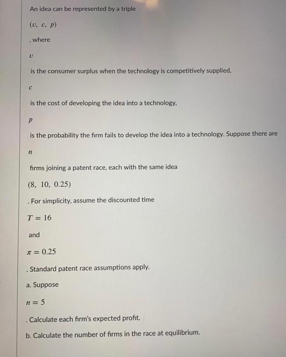  An idea can be represented by a triple (u, c, p)