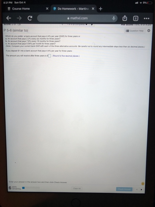  . - 9%D 8:21 PM Sun Oct 4 Course Home Do