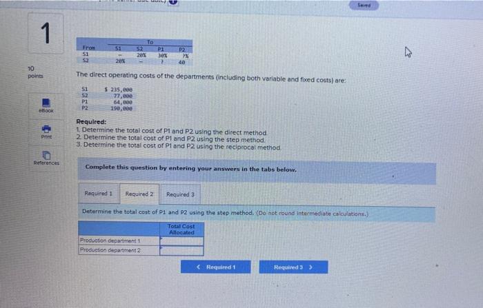 (Stand 521 and two production departments (P and P2 The distribution of