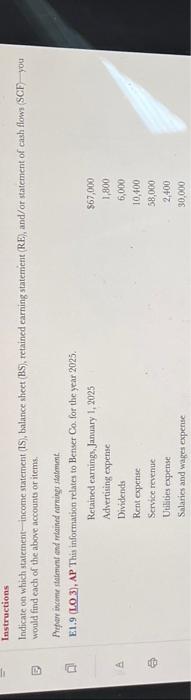 Please answer question E1.9 and show all work. I will rate thank