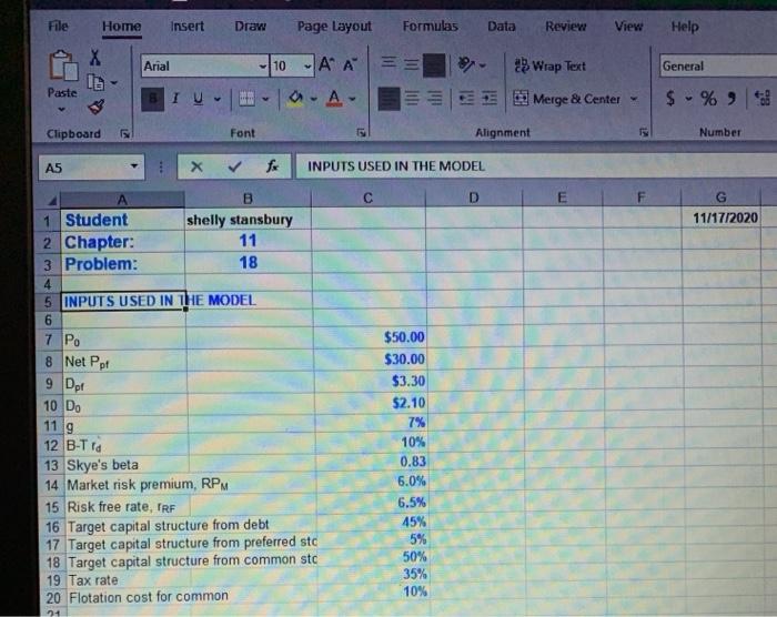 %) 0858 Clipboard Font Alignment Number 15 INPUTS USED IN THE MODEL