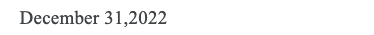 December 31 ,2022