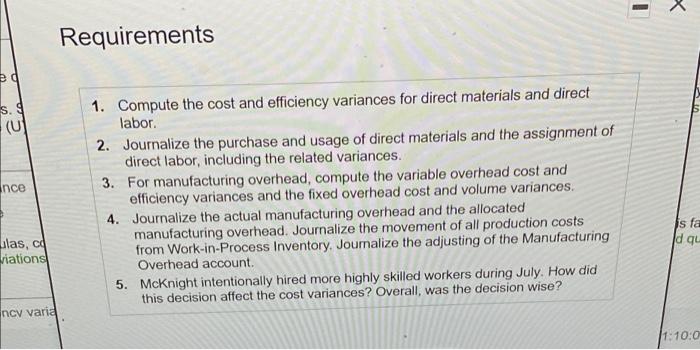with their own logos. McKnight prepares flexible budgets and uses a standard