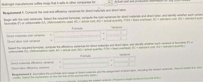 cost system to control manufacturing costs. The standard unit cost of a