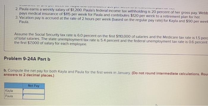 following information is available for the employees of Webber Packing Company for