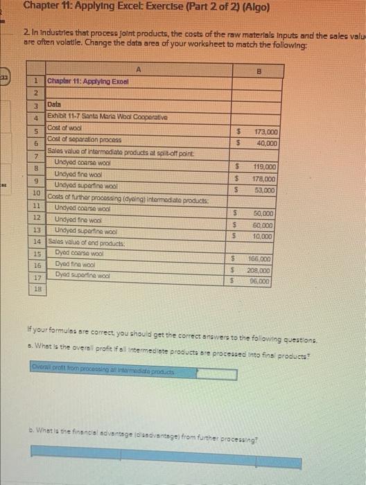  Chapter 11: Applying Excel: Exercise (Part 2 of 2) (Algo) 2.