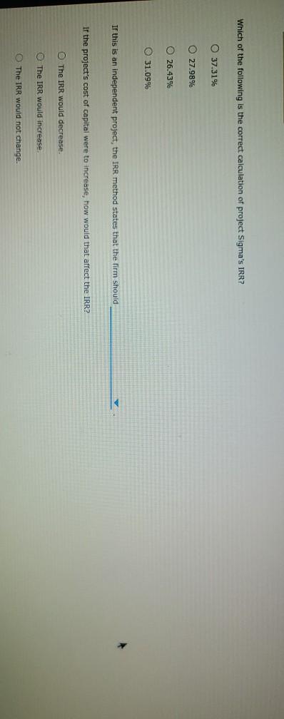 project sigma" 2. Internal rate of return (IRR) The internal rate of