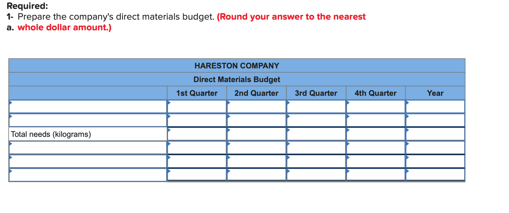 CC7, 8) The production department of Hareston Company has submitted the following