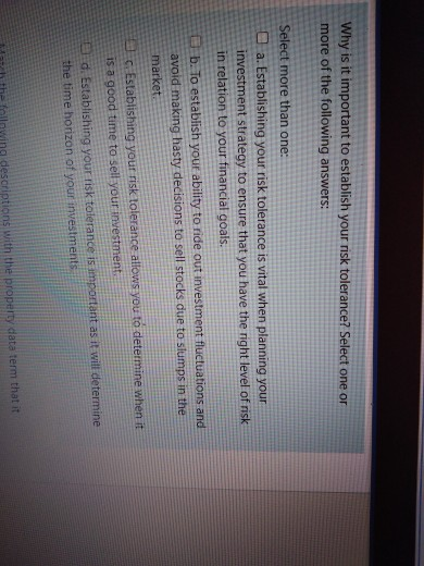  Why is it important to establish your risk tolerance? Why is