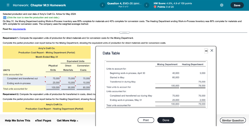  = Homework: Chapter M:3 Homework Question 4, EM3-26 (simi.. Part 2