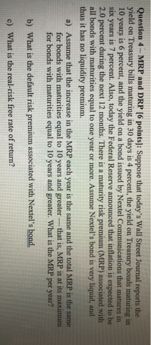  Question 4 - MRP and DRP [6 points]: Suppose that today's