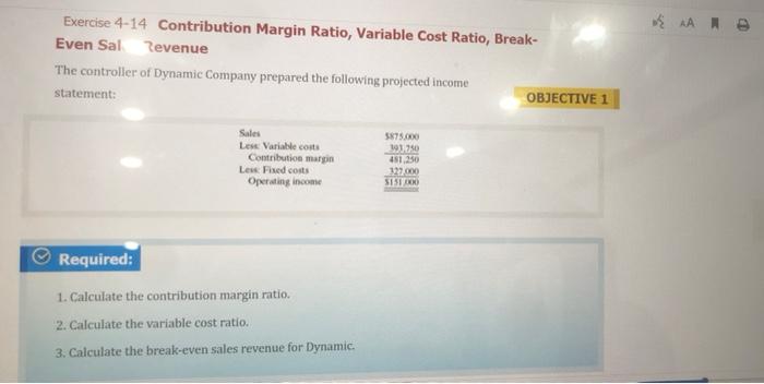 Please help me with this question, thank you. A Exercise 4-14 Contribution