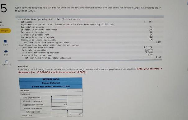  5 Cash flows from operating activities for both the Indirect and