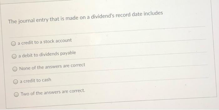  The journal entry that is made on a dividend's record date