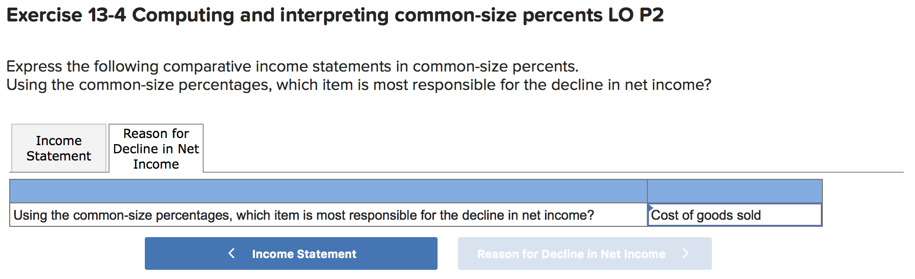 following comparative income statements in common-size percents. Using the common-size percentages, which